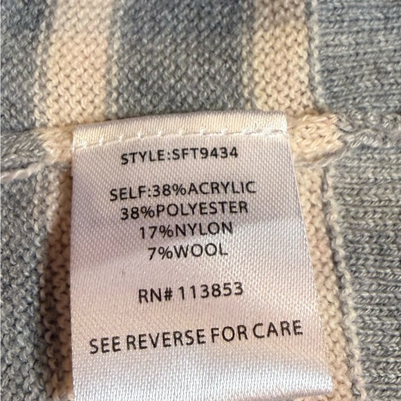 NWOT 41 Hawthorne XXL Striped Gray and Cream lightweight Sweater - Picture 6 of 7